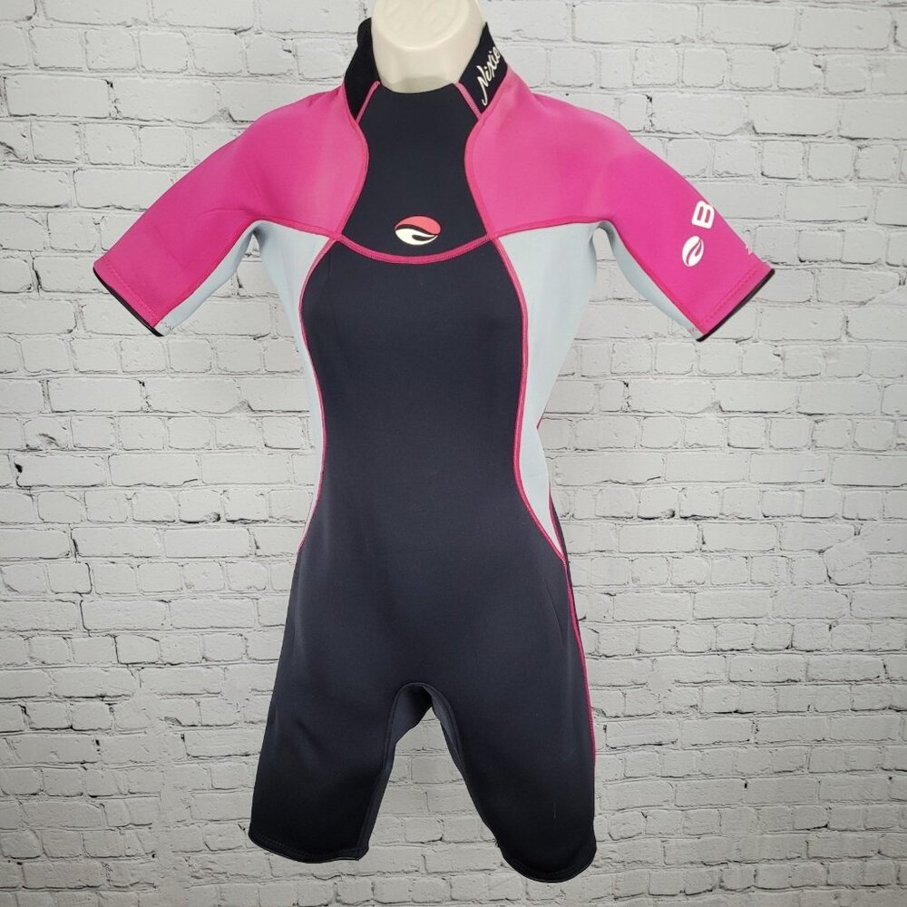 Bare Black Pink 2mm Nixie Springsuit Shorty Wetsuit Swim Short Sleeve Size 2
